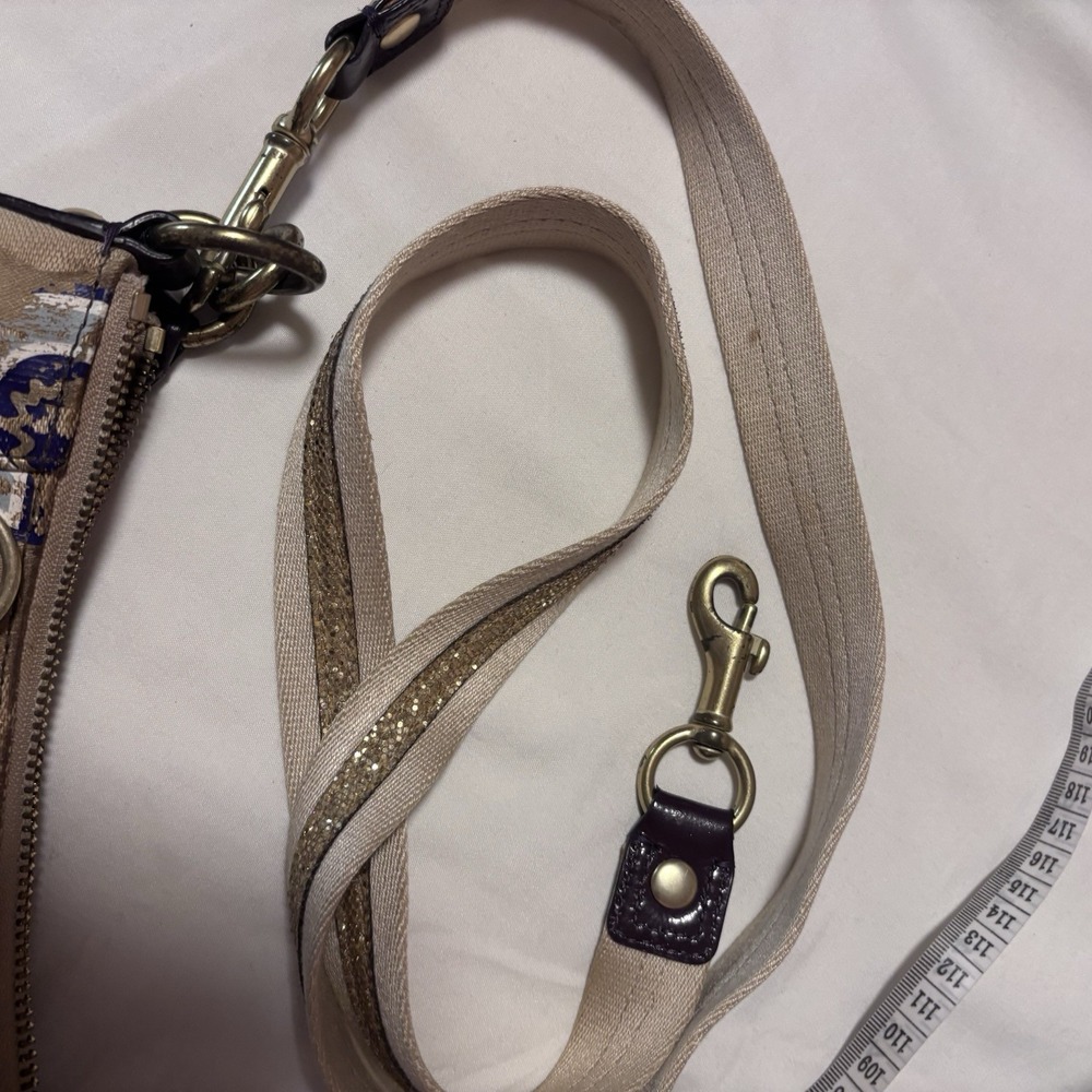 Coach Poppy Graffiti Signature C Khaki Gold Canvas Crossbody Bag F15309 Mens - Picture 6 of 8